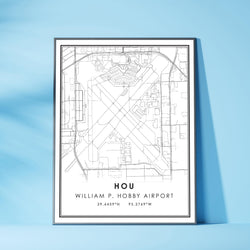 Houston - William P. Hobby Airport Modern Map Print 