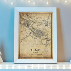 Bilbao, Spain Vintage Style Map Print 
