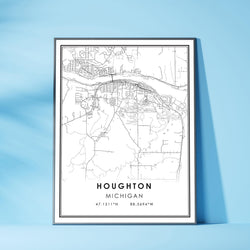 Houghton, Michigan Modern Map Print 