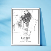 
              Cancun, Mexico Modern Style Map Print 
            