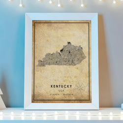 Kentucky, USA Vintage Style Map Print 