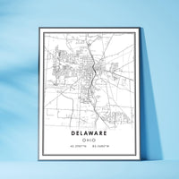 Delaware, Ohio Modern Map Print 