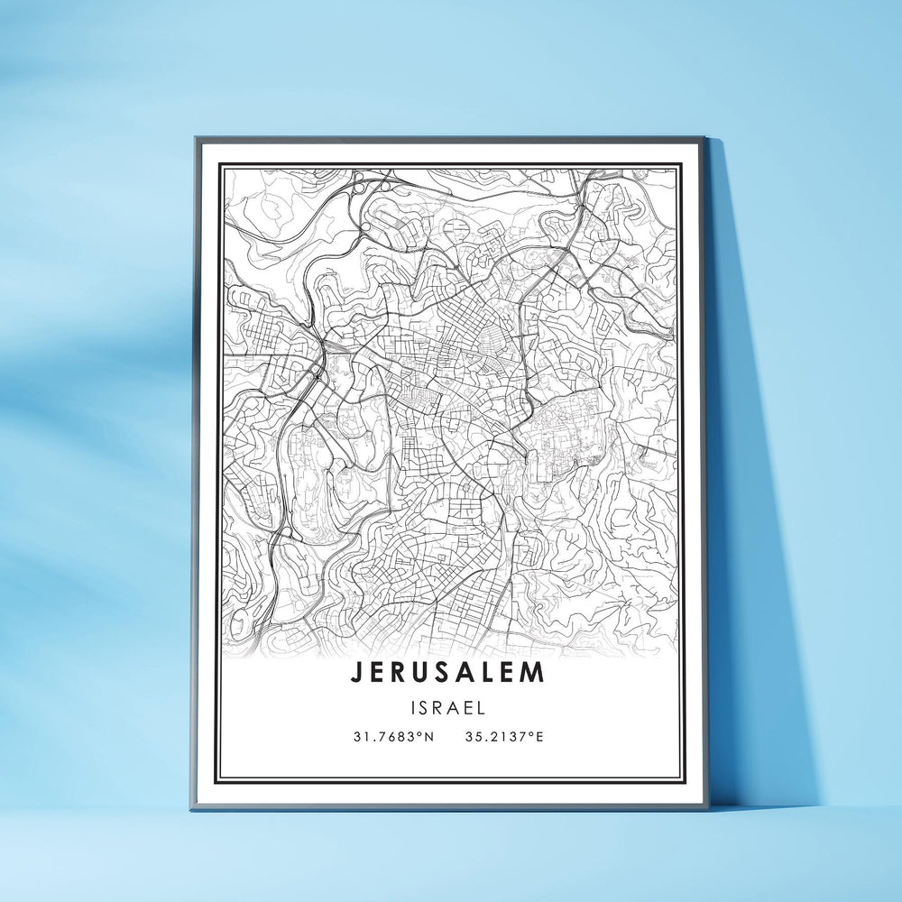 Jerusalem, Israel Modern Style Map Print 