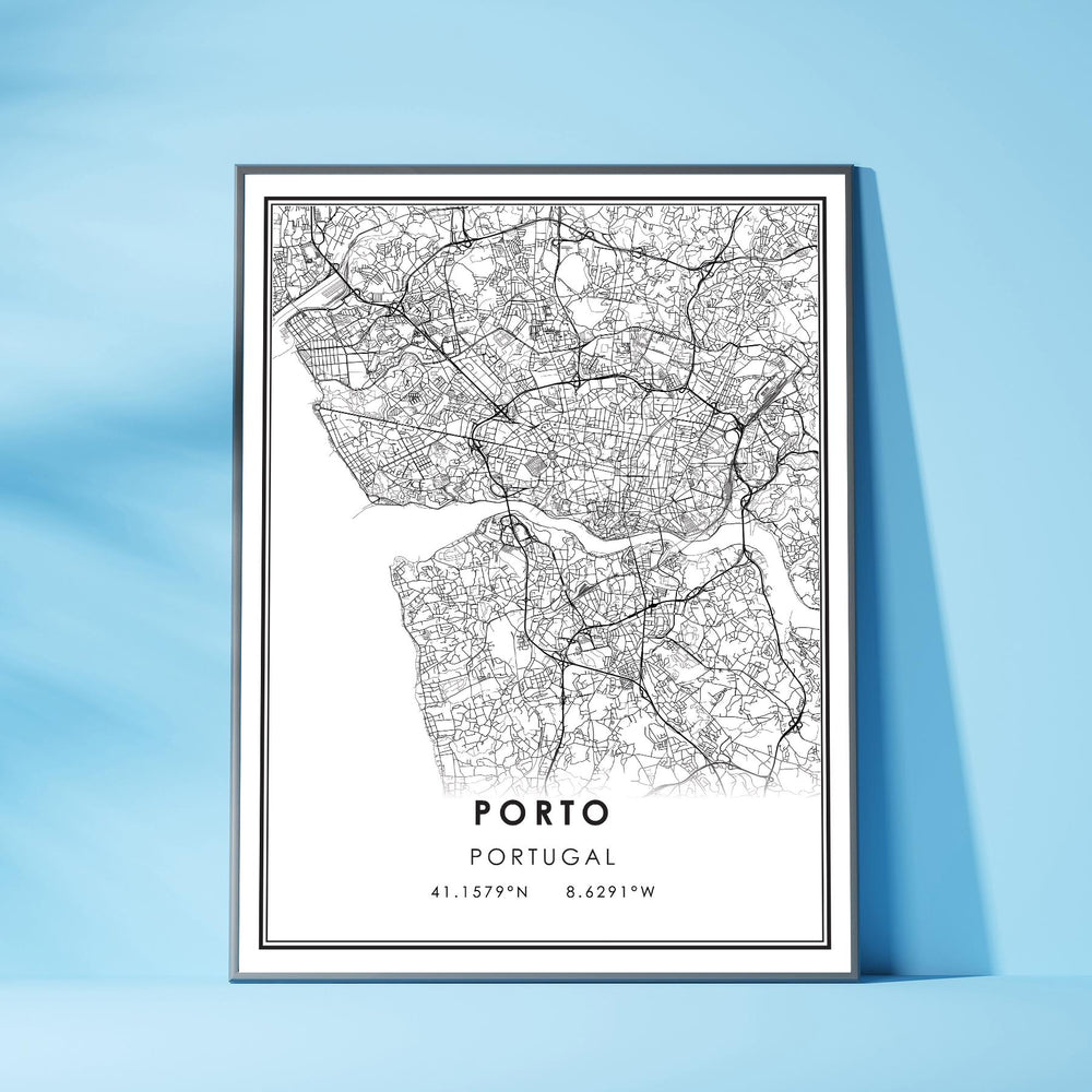 Porto, Portugal Modern Style Map Print 