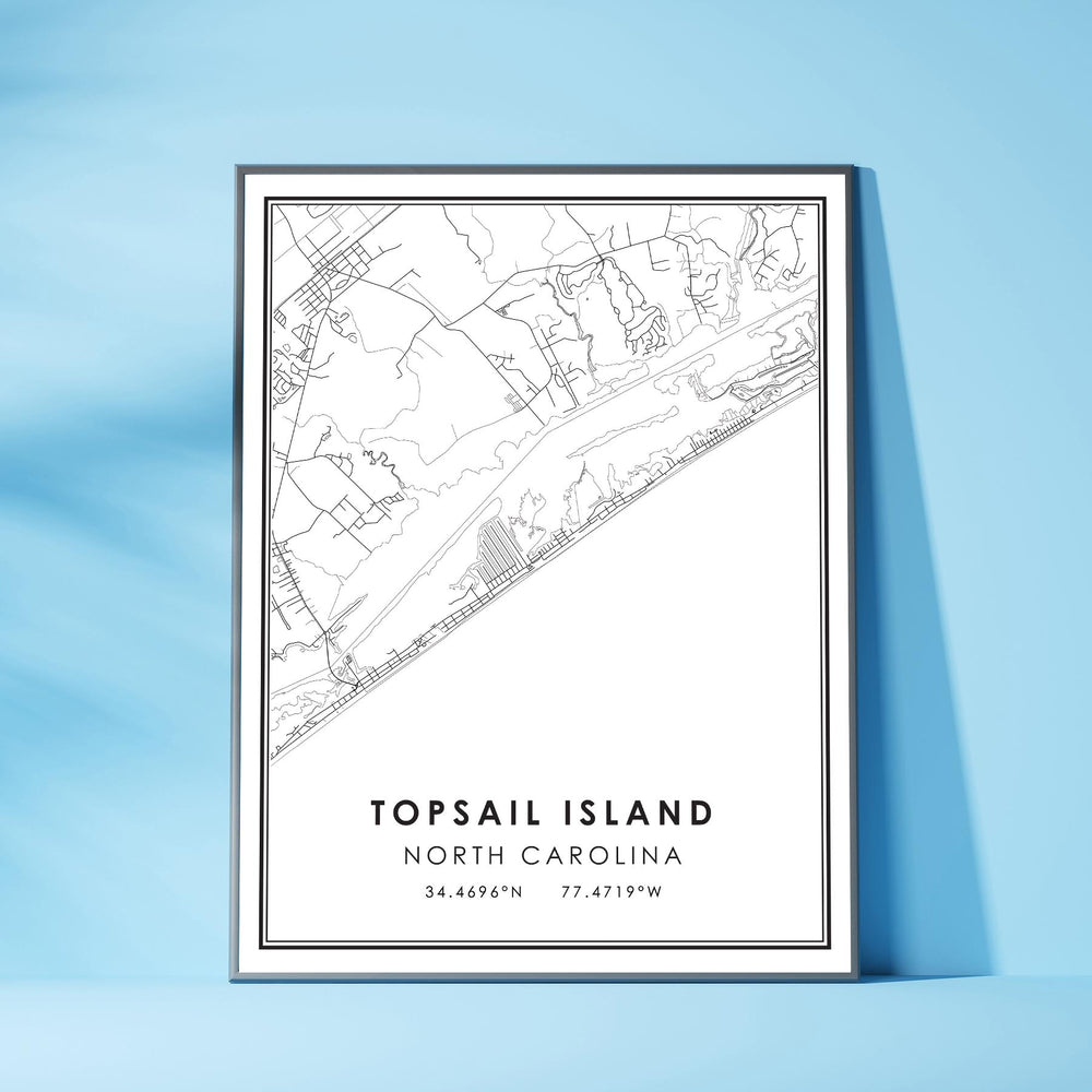 Topsail Island, North Carolina Modern Map Print 