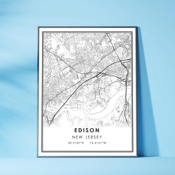 Edison, New Jersey Modern Map Print 