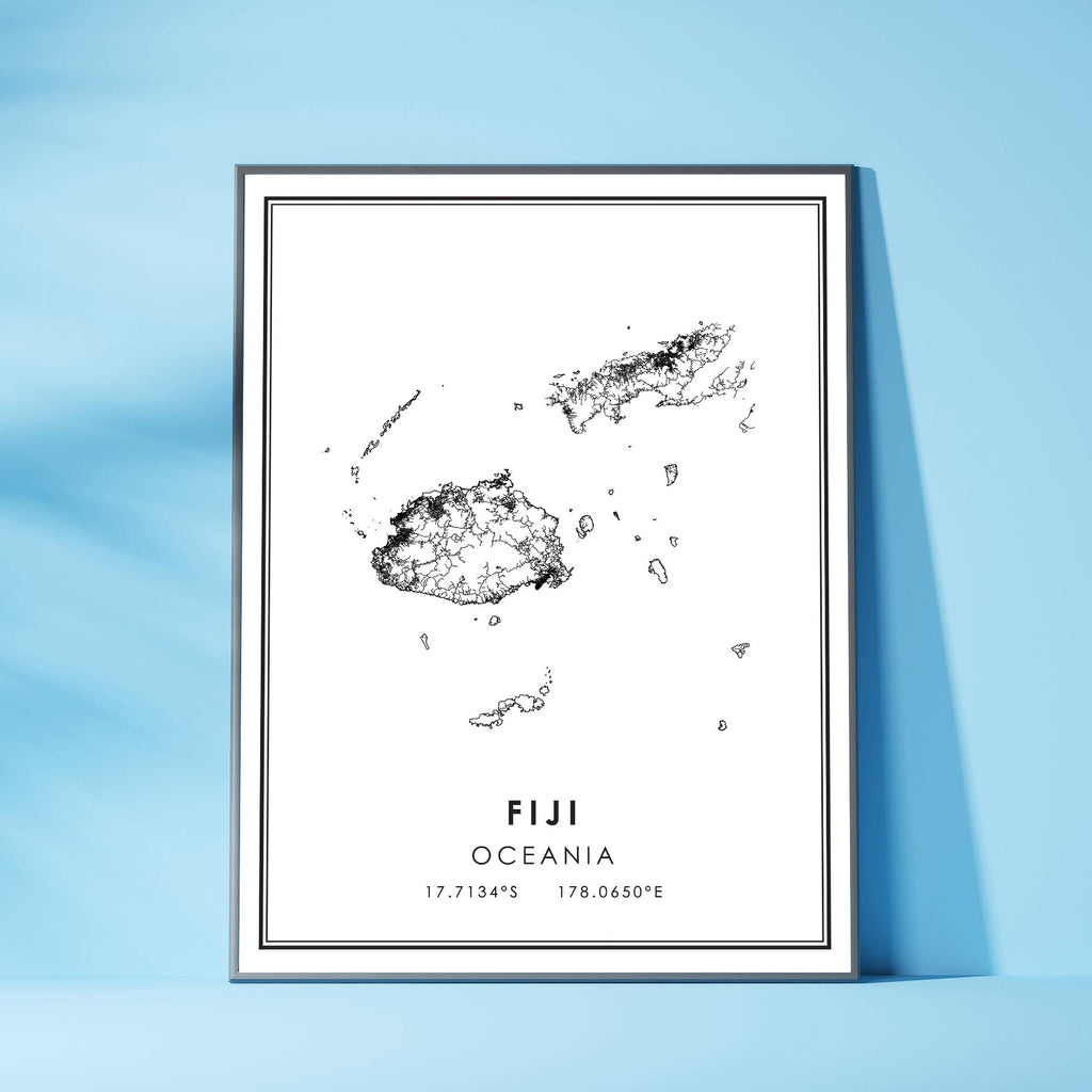 Fiji, Oceania Modern Style Map Print 