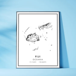 Fiji, Oceania Modern Style Map Print 