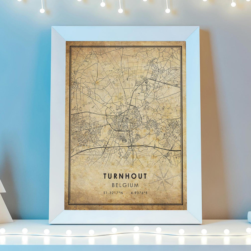 Turnhout, Belgium Vintage Style Map Print 