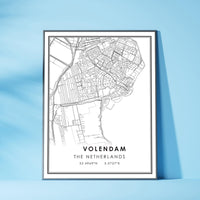 Volendam, Netherlands Modern Style Map Print 
