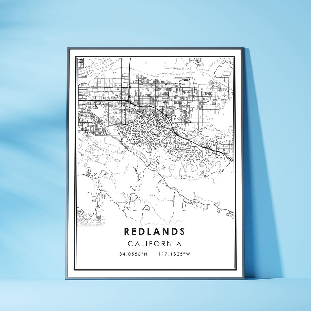 Redlands, California Modern Map Print 