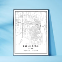 Burlington, Iowa Modern Map Print 