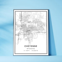 Cheyenne, Wyoming Modern Map Print 