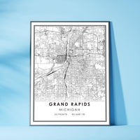 
              Grand Rapids, Michigan Modern Map Print 
            