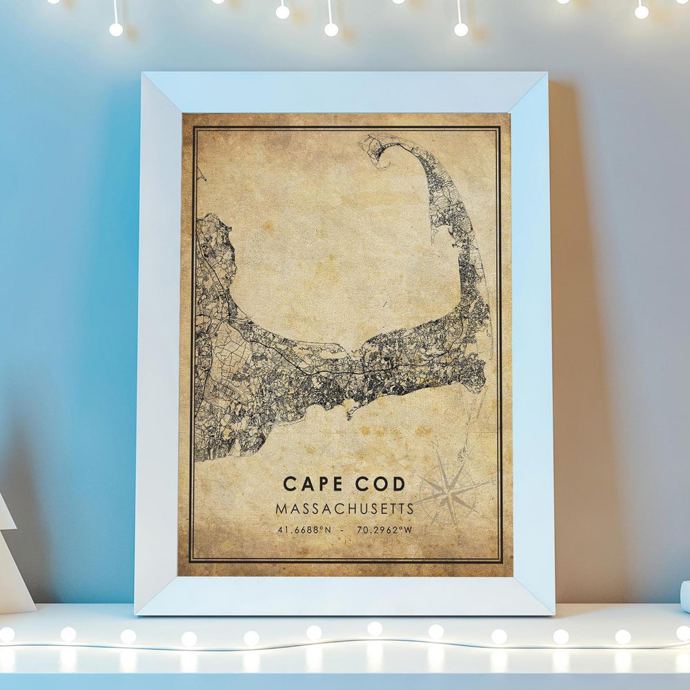 Cape Cod, Massachusetts Vintage Style Map Print 