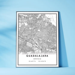 Guadalajara, Mexico Modern Style Map Print 