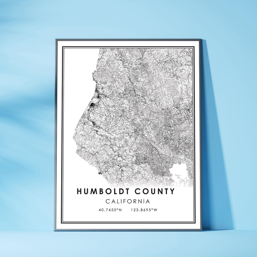 Humboldt County, California Modern Style Map Print 