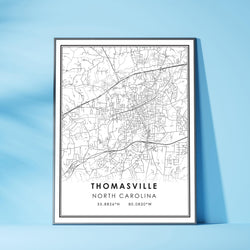 Thomasville, North Carolina Modern Map Print 