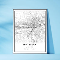 Innsbruck, Austria Modern Style Map Print