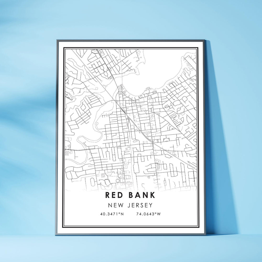 Red Bank, New Jersey Modern Map Print 