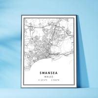 
              Swansea, Wales Modern Style Map Print
            