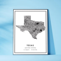 
              Texas, United States Modern Style Map Print
            