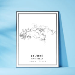 St. John, Caribbean Modern Map Print 