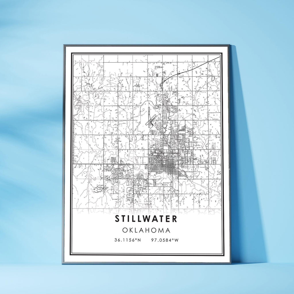 Stillwater, Oklahoma Modern Map Print 