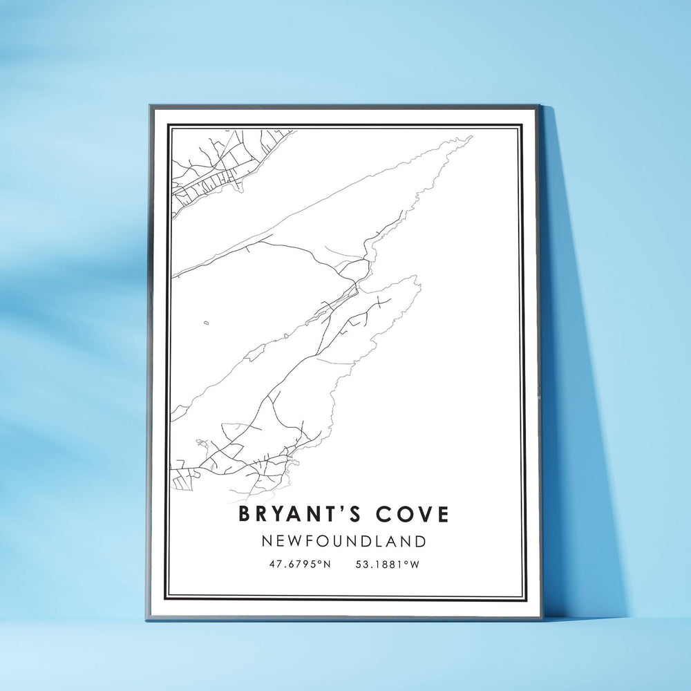 Bryant's Cove, Newfoundland Modern Style Map Print 