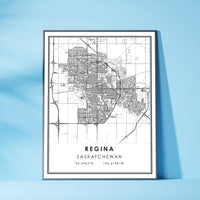 Regina, Saskatchewan Modern Style Map Print 