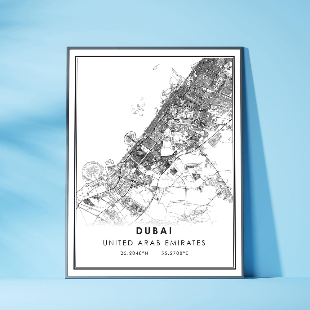 Dubai, United Arab Emirates Modern Style Map Print 