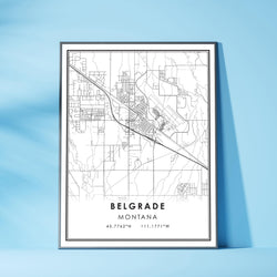 Belgrade, Montana Modern Map Print 