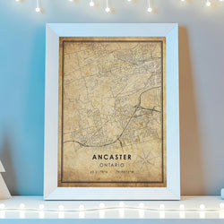 Ancaster, Ontario Vintage Style Map Print 