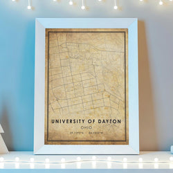 University of Dayton, Ohio Vintage Style Map Print 