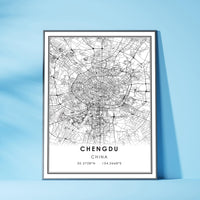 
              Chengdu, China Modern Style Map Print 
            