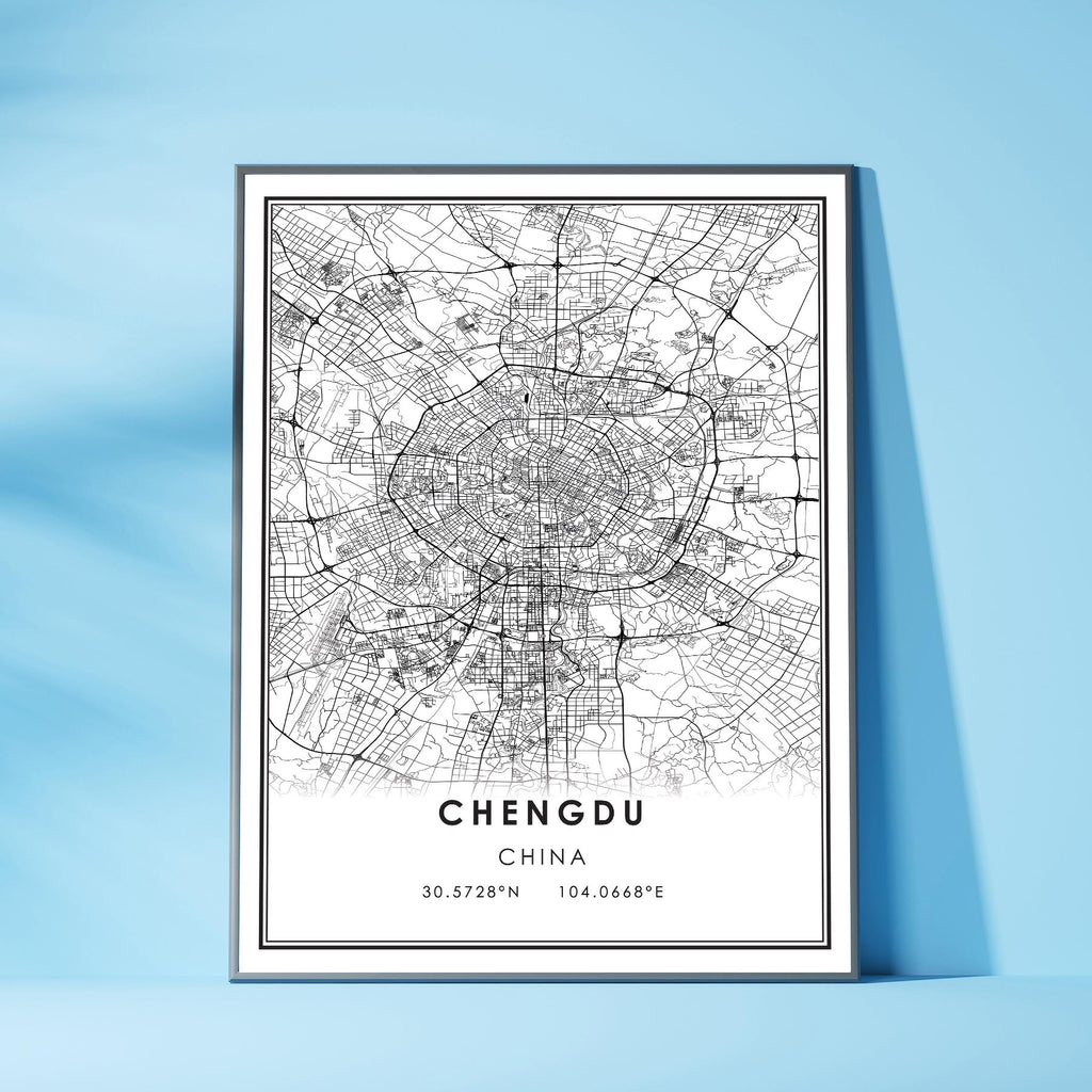 Chengdu, China Modern Style Map Print 