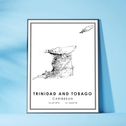 Trinidad and Tobago, Caribbean Modern Style Map Print 