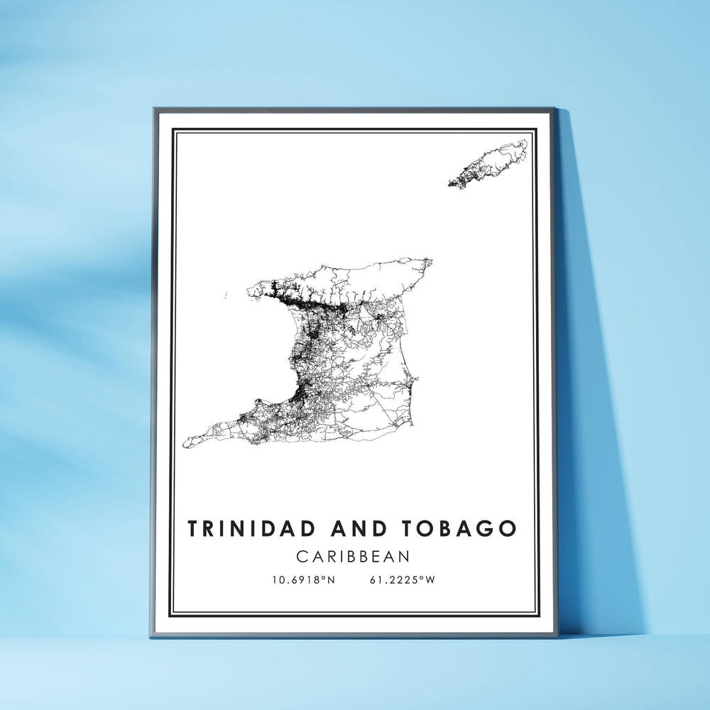 Trinidad and Tobago, Caribbean Modern Style Map Print 