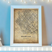 
              Brampton, Ontario Vintage Style Map Print 
            