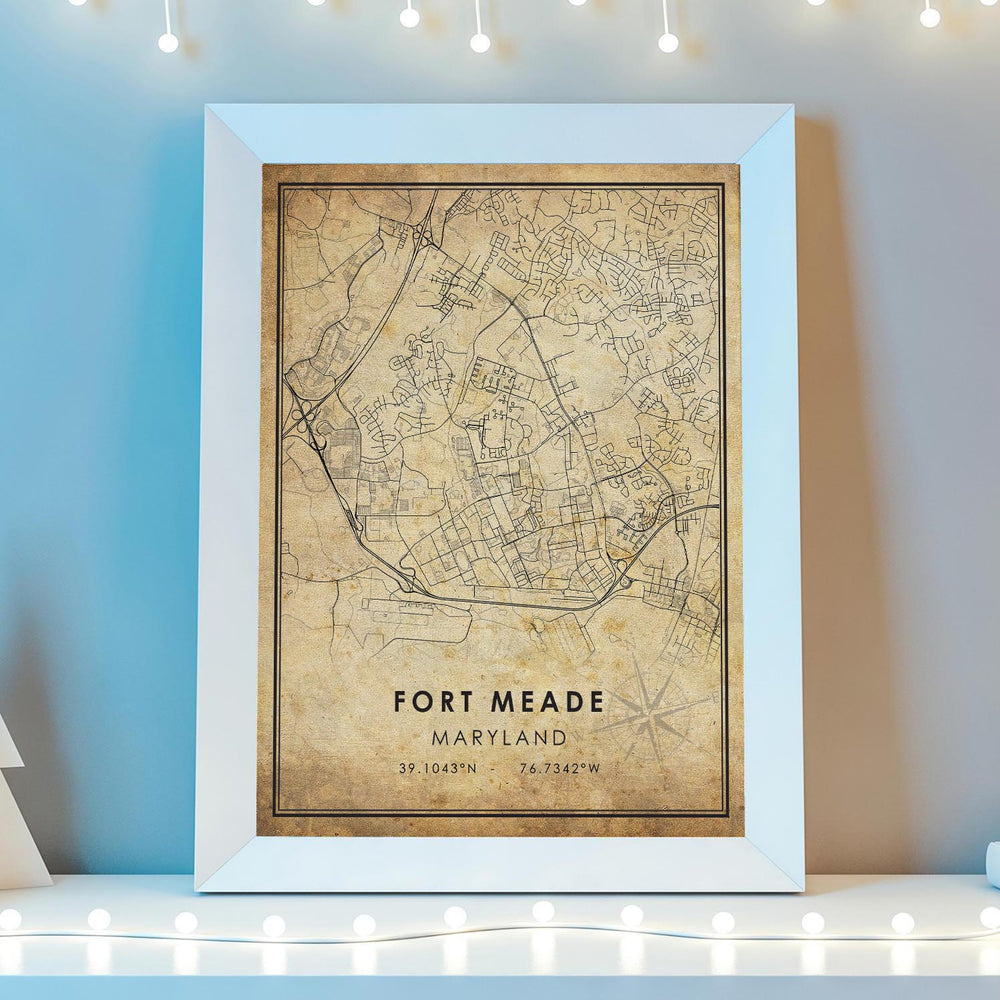 Fort Meade, Maryland Vintage Style Map Print 