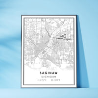 Saginaw, Michigan Modern Map Print 