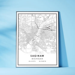 Saginaw, Michigan Modern Map Print 