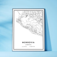 
              Monrovia, Liberia Modern Style Map Print 
            