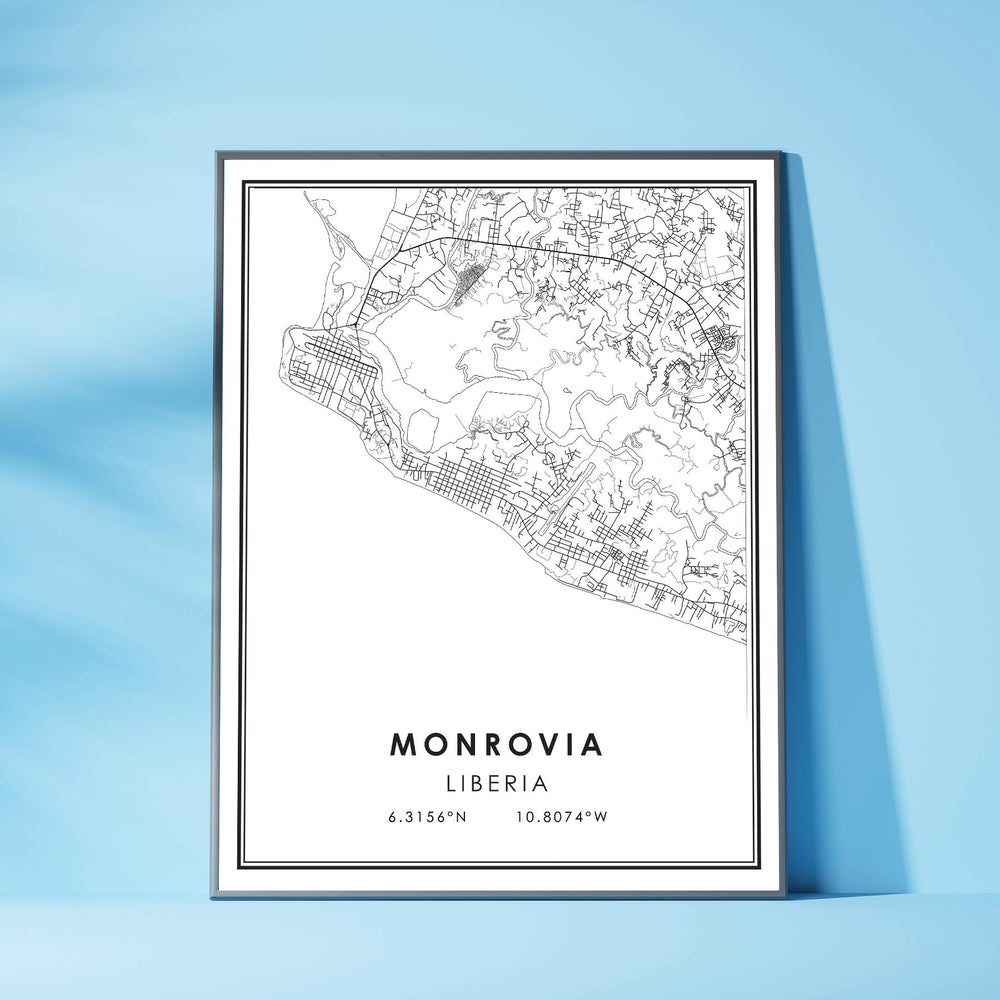 Monrovia, Liberia Modern Style Map Print 