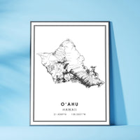 
              Oahu, Hawaii Modern Map Print 
            