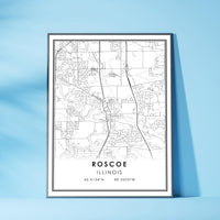 Roscoe, Illinois Modern Map Print  