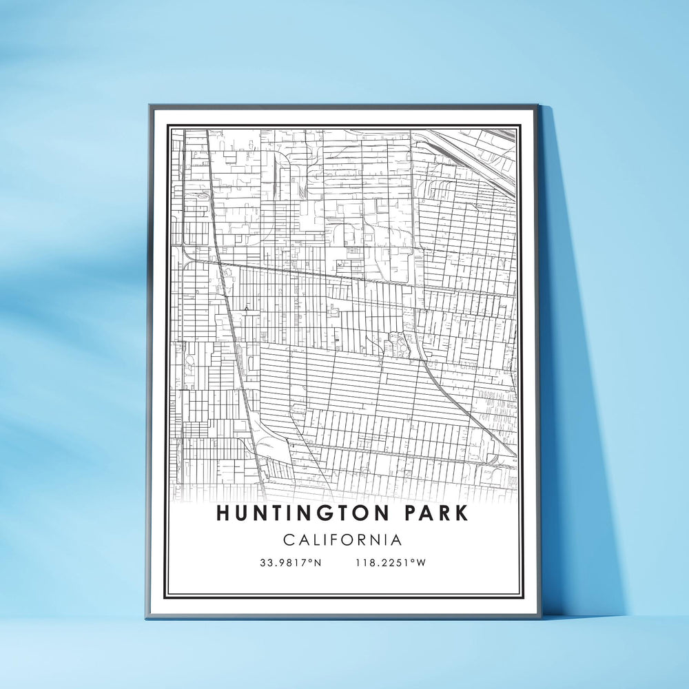 Huntington Park, California Modern Map Print