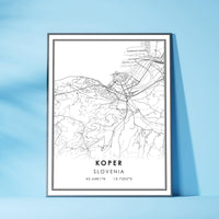 Koper, Slovenia Modern Style Map Print 