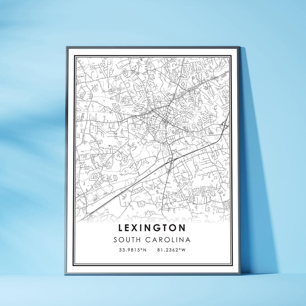 Lexington, South Carolina Modern Map Print 