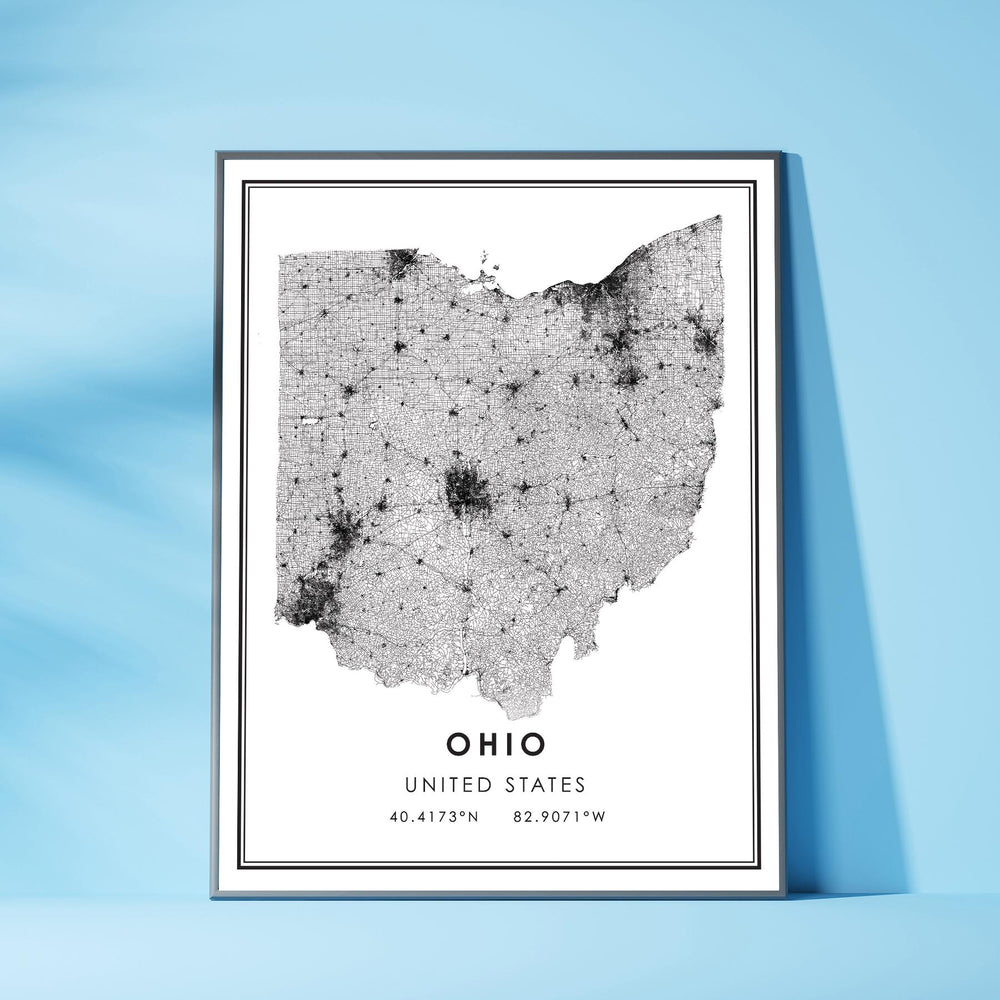 Ohio, United States Modern Style Map Print 